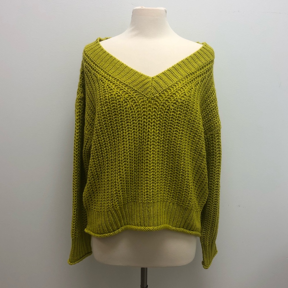 CHARTREUSE V-NECK SWEATER